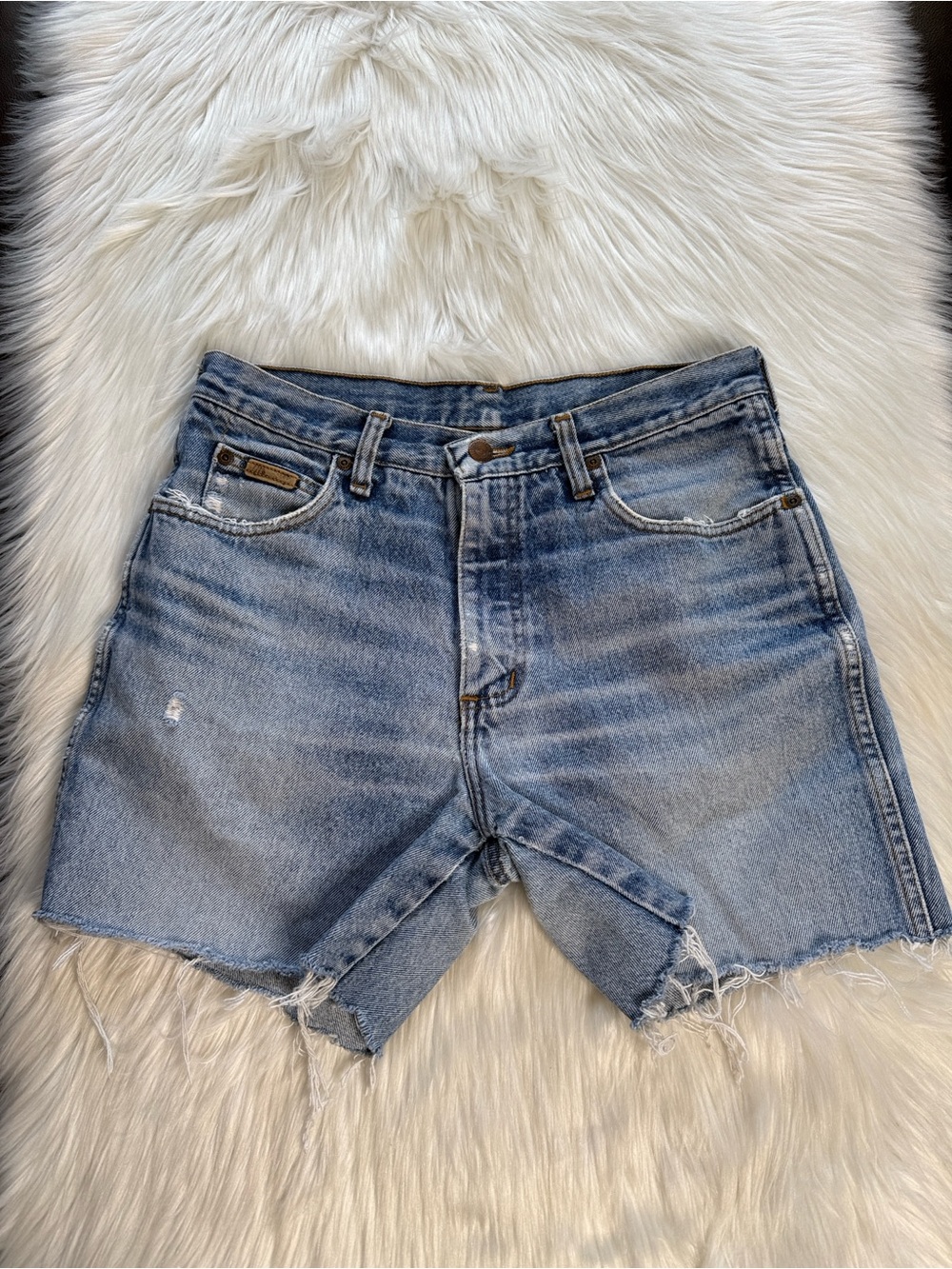 Wrangler Vintage Light Wash High Rise Denim Cut Offs